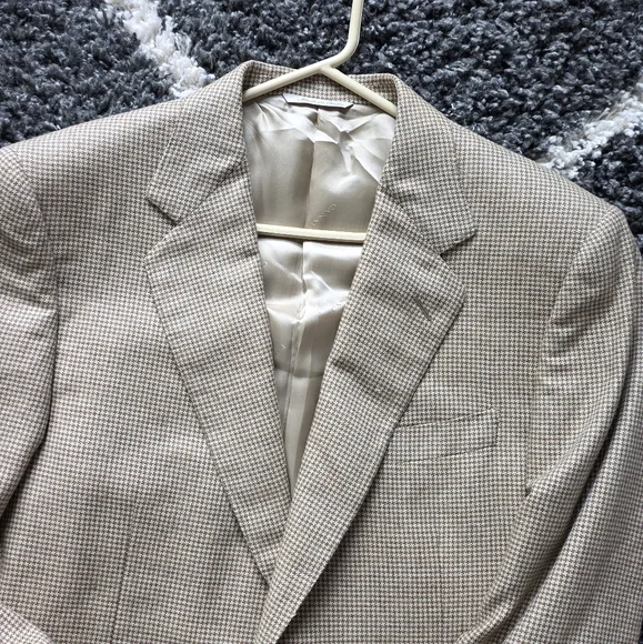CANALI Italy Men's Blazer Size US 42L EU/IT 52 Houndstooth50% Silk/50%Cashmere